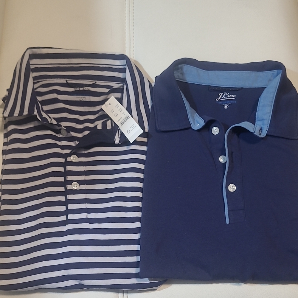J. Crew Navy and Striped Performance Polo Set